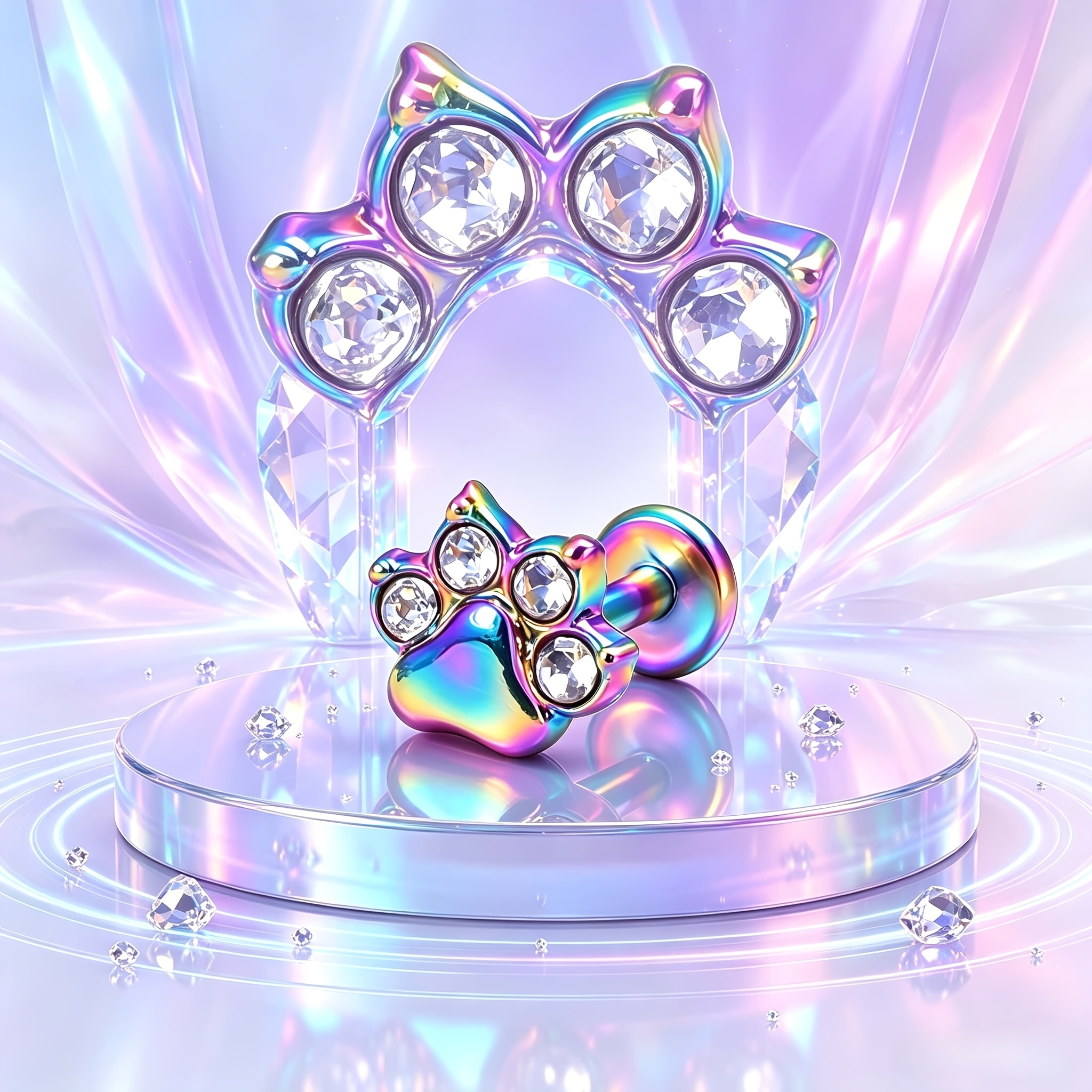 Cat Paw Design Ear Cartilage Stud, Adorable Look